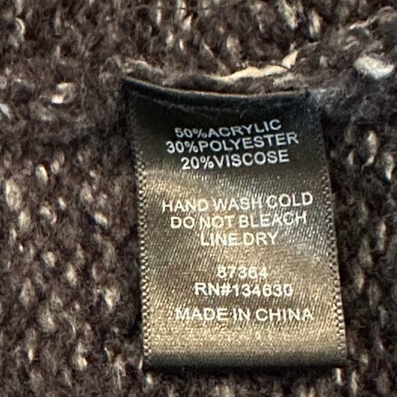 Anthropologie Sunday in Brooklyn Tan & Gray Striped Poncho W/ Fringe, Size M/L - Picture 6 of 9